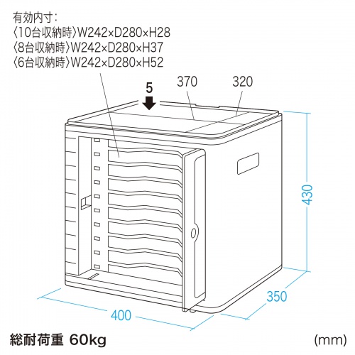 CAI-CAB16W / iPad・タブレット収納キャビネット（10台収納・ホワイト）