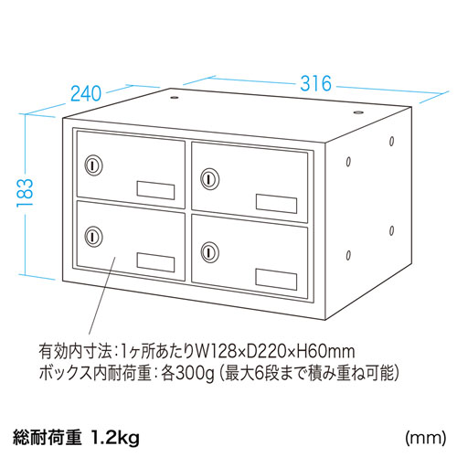 CAI-CABSP50 / スマートフォン収納保管庫（4台収納）