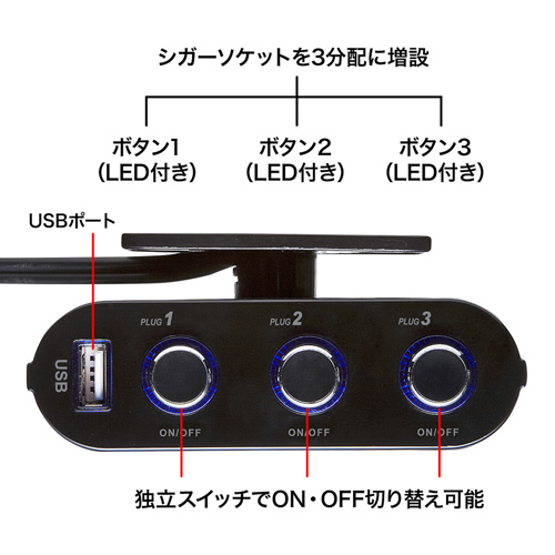 CAR-CHR60CU / USB付き3連ソケット