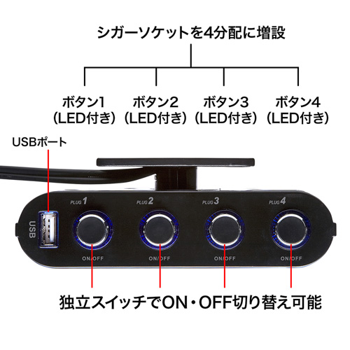 CAR-CHR61CU / USB付き4連ソケット