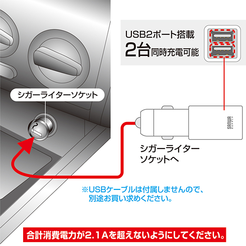 CAR-CHR65UW / USBカーチャージャー（スマートフォン用・ホワイト）