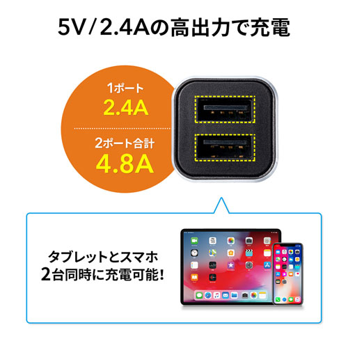 CAR-CHR74U / カーチャージャー（2ポート・4.8A）