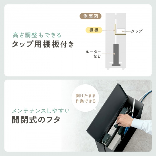 CB-BOXS10BK / ケーブル＆タップ収納ボックス