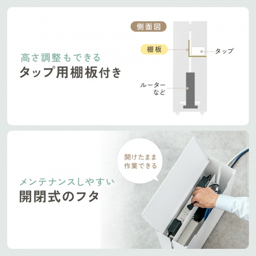 CB-BOXS10W / ケーブル＆タップ収納ボックス