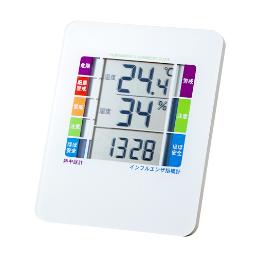 CHE-TPHU1 / 熱中症＆インフルエンザ表示付きデジタル温湿度計