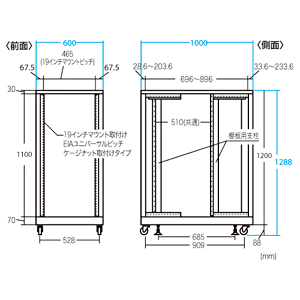 CP-SV2410NPBK / 19インチサーバーラックパネルなし（24U）