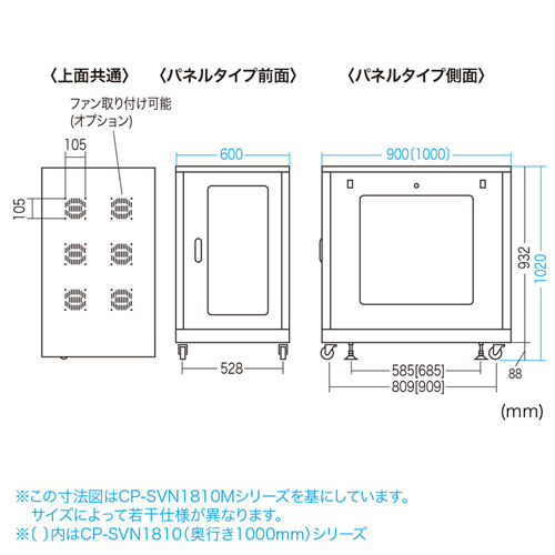 CP-SVN1810BKN / 19インチサーバーラック(18U)