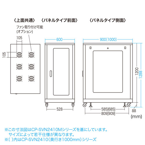 CP-SVN2410BKN / 19インチサーバーラック(24U)