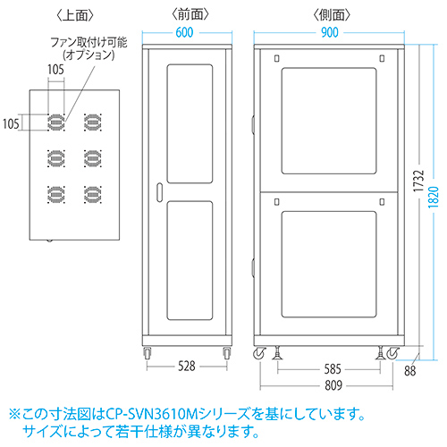 CP-SVN3690BK / 19インチサーバーラック(36U)