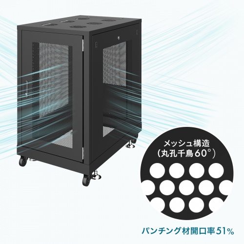 CP-SVN3690MBKN【19インチサーバーラック メッシュパネル仕様