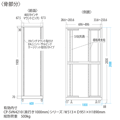 CP-SVN4210GY / 19インチサーバーラック（42U）