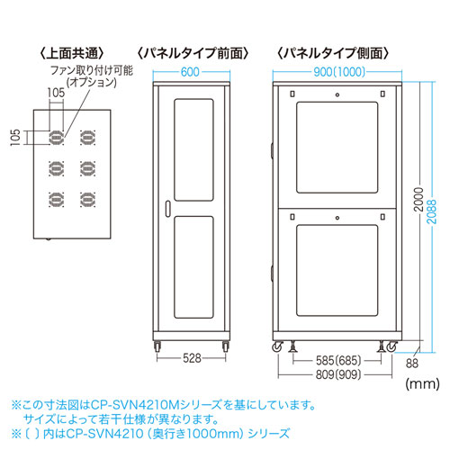 CP-SVN4210MBKN / 19インチサーバーラック　メッシュパネル仕様(42U)