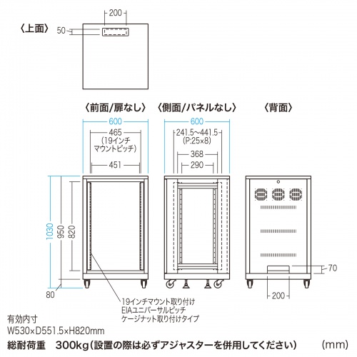 CP-SVNA1860BK / 19インチラック（18U）