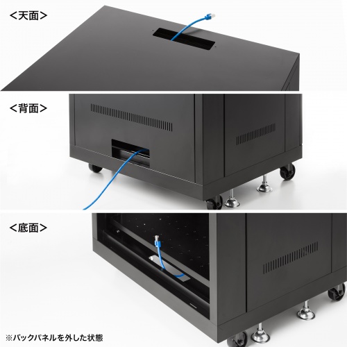配線しやすい3ヶ所のケーブル口