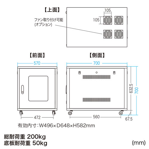 CP-SVNC5 / 19インチサーバーボックス(12U・奥行き700mm)