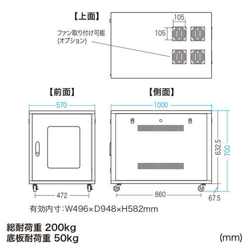 CP-SVNC6 / 19インチサーバーボックス(12U・奥行き1000mm)