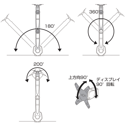 CR-LA1001 / 水平多関節液晶モニターアーム(壁面用)