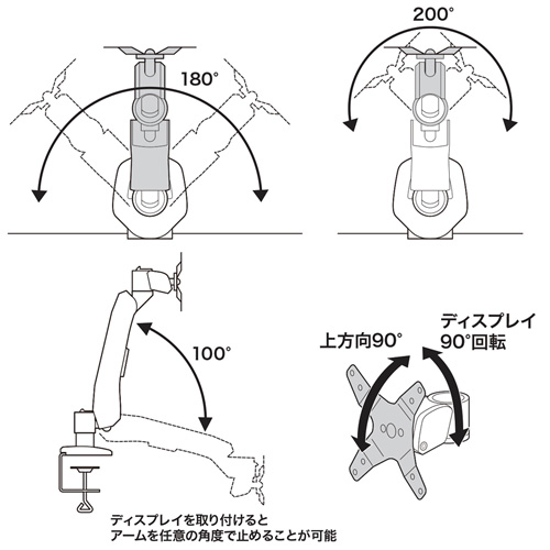 CR-LA1005N / 垂直液晶モニターアーム（机用・垂直）