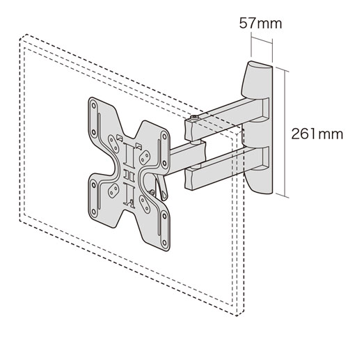 CR-LA205 / 壁掛用モニタアーム（アーム長346mm）