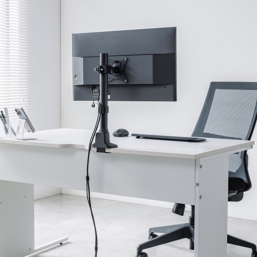 CR-LAC115BK / モニターアーム（シングル・ショートアーム・薄型ショートクランプ・ブラック）