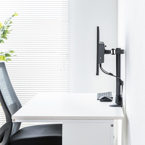 CR-LAC115BK / モニターアーム（シングル・ショートアーム・薄型ショートクランプ・ブラック）