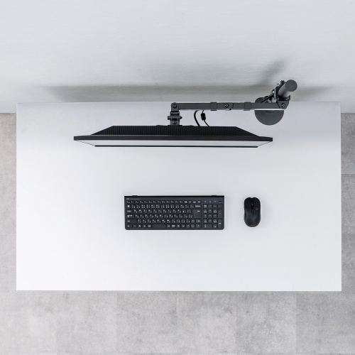 CR-LAC116BK / モニターアーム（シングル・ロングアーム・薄型ショートクランプ・ブラック）