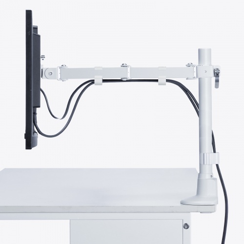 CR-LAC116W / モニターアーム（シングル・ロングアーム・薄型ショートクランプ・ホワイト）