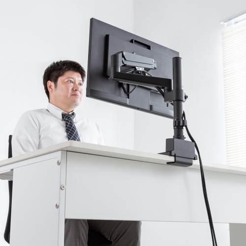 CR-LAC1407BK / モニターアーム（ガススプリング式・支柱タイプ・ブラック）