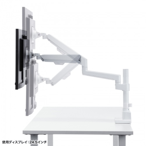 CR-LAC1407W / モニターアーム（ガススプリング式・支柱タイプ・ホワイト）
