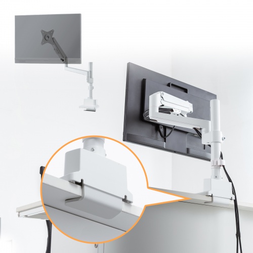 CR-LAC1407W / モニターアーム（ガススプリング式・支柱タイプ・ホワイト）