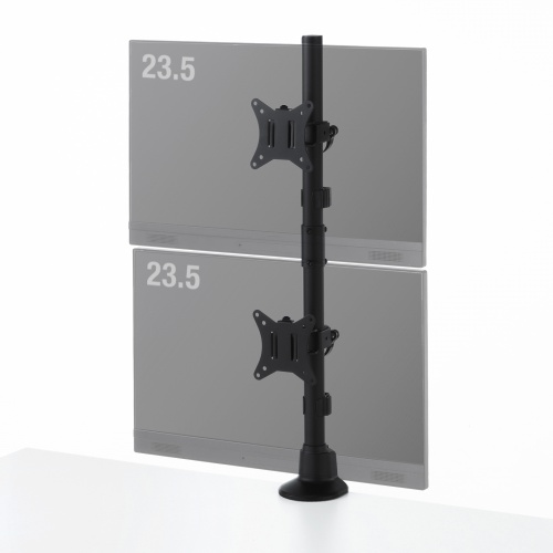CR-LAC215BK / モニターアーム（デュアル・ショートアーム・薄型ショートクランプ・ブラック）