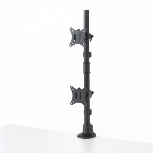 CR-LAC215BK / モニターアーム（デュアル・ショートアーム・薄型ショートクランプ・ブラック）