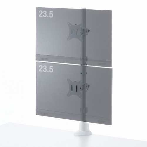 CR-LAC215W / モニターアーム（デュアル・ショートアーム・薄型ショートクランプ・ホワイト）