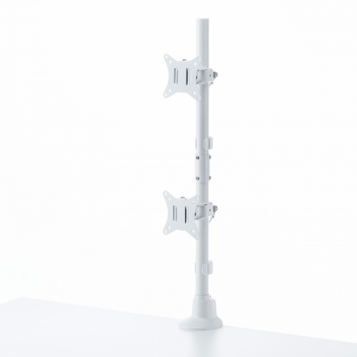 CR-LAC215W / モニターアーム（デュアル・ショートアーム・薄型ショートクランプ・ホワイト）