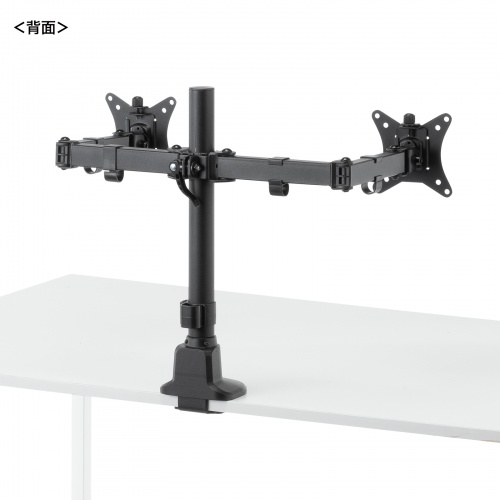 CR-LAC216BK / モニターアーム（デュアル・ロングアーム・薄型ショートクランプ・ブラック）