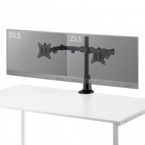 CR-LAC216BK / モニターアーム（デュアル・ロングアーム・薄型ショートクランプ・ブラック）