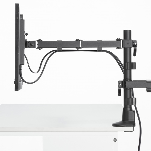 CR-LAC216BK / モニターアーム（デュアル・ロングアーム・薄型ショートクランプ・ブラック）