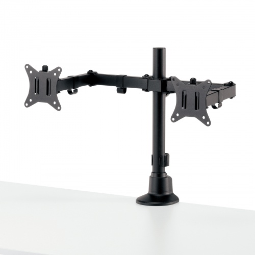CR-LAC216BK / モニターアーム（デュアル・ロングアーム・薄型ショートクランプ・ブラック）