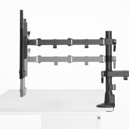 CR-LAC216BK / モニターアーム（デュアル・ロングアーム・薄型ショートクランプ・ブラック）