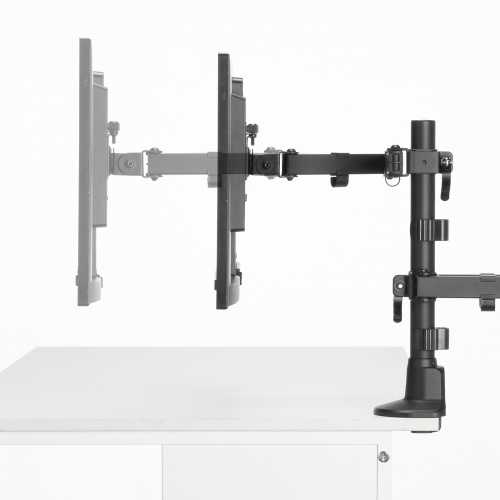 CR-LAC216BK / モニターアーム（デュアル・ロングアーム・薄型ショートクランプ・ブラック）