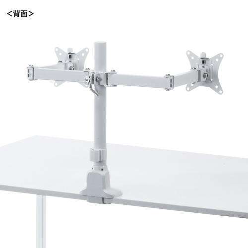 CR-LAC216W / モニターアーム（デュアル・ロングアーム・薄型ショートクランプ・ホワイト）