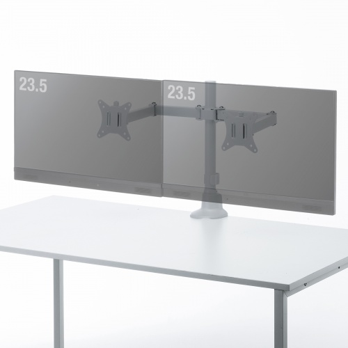 CR-LAC216W / モニターアーム（デュアル・ロングアーム・薄型ショートクランプ・ホワイト）