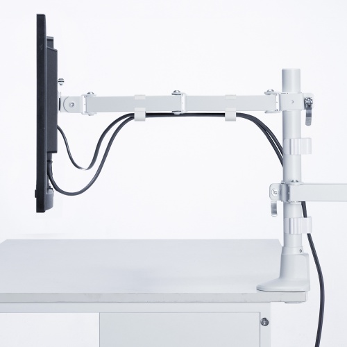 CR-LAC216W / モニターアーム（デュアル・ロングアーム・薄型ショートクランプ・ホワイト）