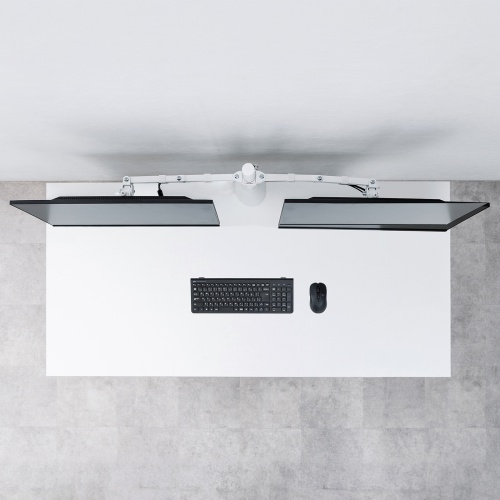 CR-LAC216W / モニターアーム（デュアル・ロングアーム・薄型ショートクランプ・ホワイト）