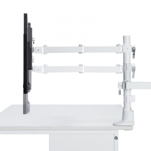 CR-LAC216W / モニターアーム（デュアル・ロングアーム・薄型ショートクランプ・ホワイト）