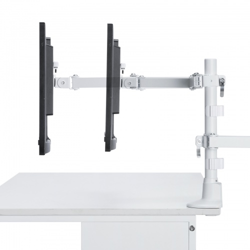 CR-LAC216W / モニターアーム（デュアル・ロングアーム・薄型ショートクランプ・ホワイト）