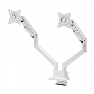 CR-LAC2403W / モニターアーム(デュアル・ガススプリング式・薄型ショートクランプ・ホワイト)