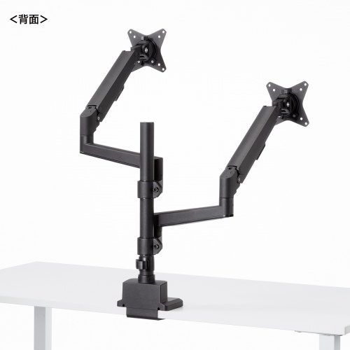 CR-LAC2407BK / モニターアーム（デュアル・ガススプリング式・支柱タイプ・ブラック）