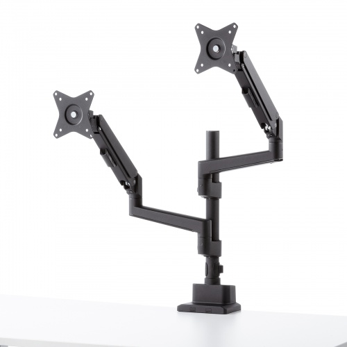 CR-LAC2407BK / モニターアーム（デュアル・ガススプリング式・支柱タイプ・ブラック）