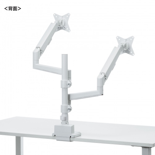 CR-LAC2407W / モニターアーム（デュアル・ガススプリング式・支柱タイプ・ホワイト）